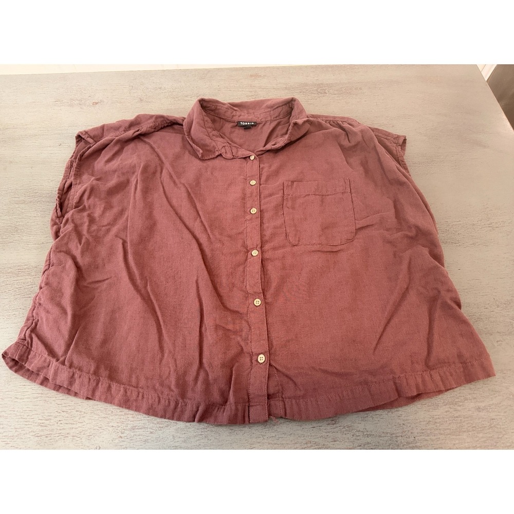 brown collared button up TORRID plus size shirt 2